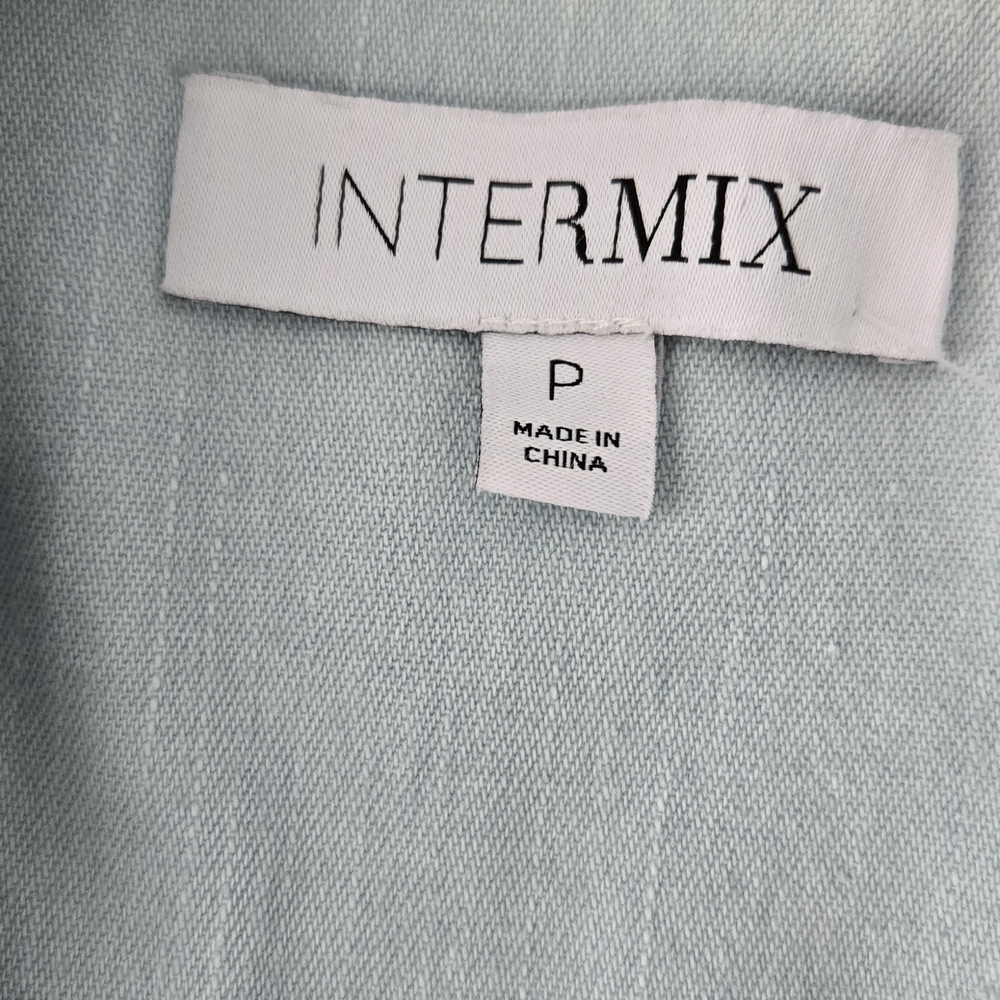 INTERMIX Light Blue Ruffled Button Down Shirt - Picture 7 of 8